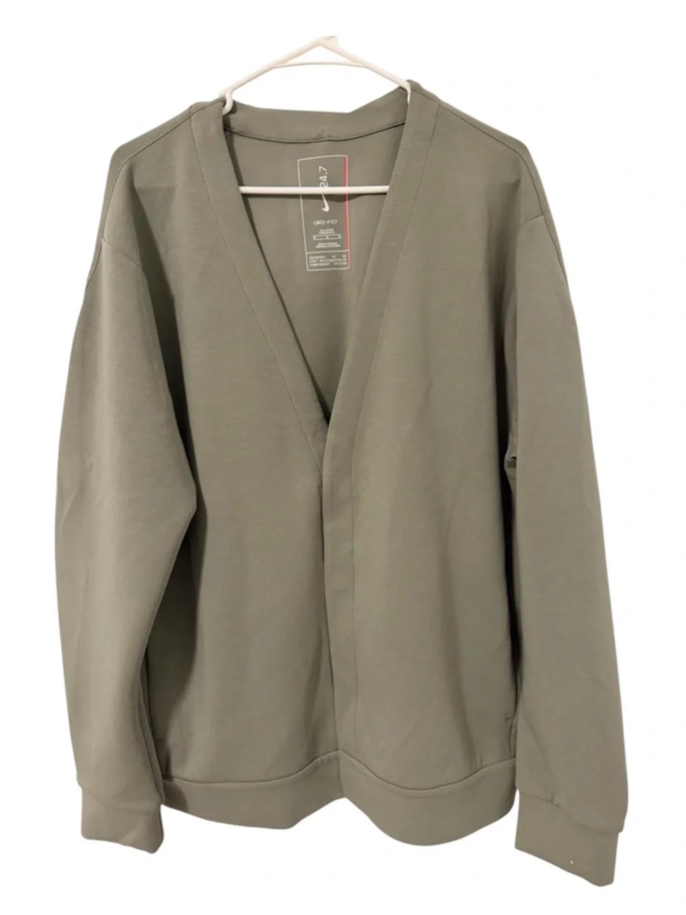 Nike 24.7 Dri-FIT ImpossiblySoft Open Cardigan Men's M Tall Olive Green NWT
